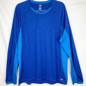 REI Activewear Sports Running Shirt Blue Long Sleeve Mesh Quick Dry size XL